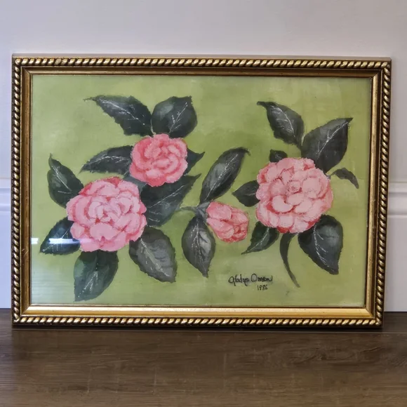 Vintage Watercolor Botanical Custom Framed Artwork Signed By Artist - Picture 3 of 11